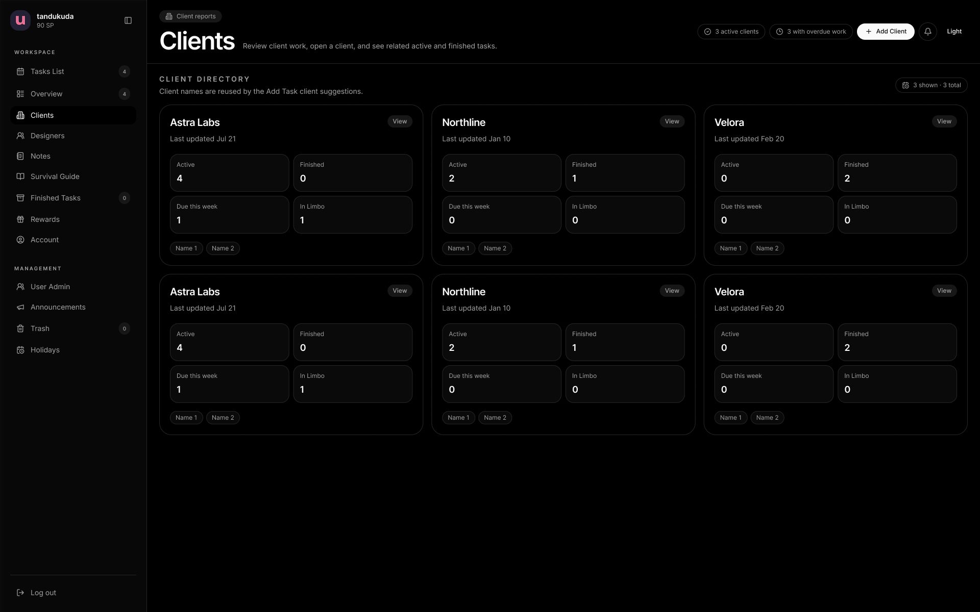 Clients Page